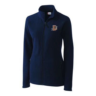 Women's Cutter & Buck  Navy Durham Bulls Clique Summit Performance Fleece Raglan Full-Zip Jacket
