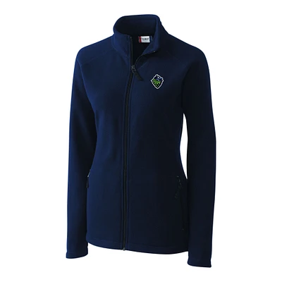 Women's Cutter & Buck  Navy Hillsboro Hops Clique Summit Performance Fleece Raglan Full-Zip Jacket
