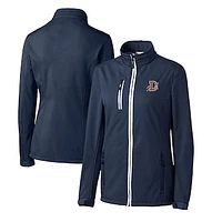 Women's Cutter & Buck  Navy Durham Bulls Clique Telemark Eco Stretch Softshell Full-Zip Jacket