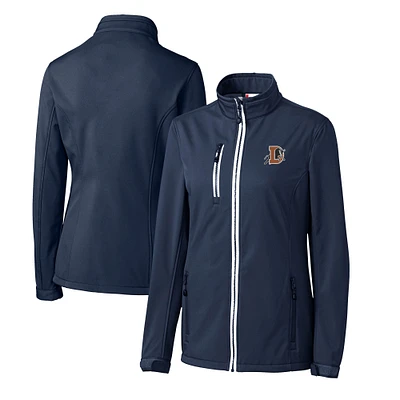 Women's Cutter & Buck  Navy Durham Bulls Clique Telemark Eco Stretch Softshell Full-Zip Jacket
