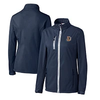 Women's Cutter & Buck  Navy Durham Bulls Clique Telemark Eco Stretch Softshell Full-Zip Jacket