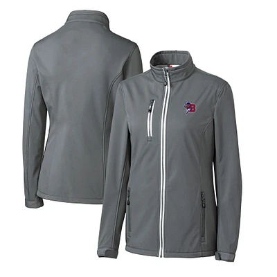 Women's Cutter & Buck  Steel Buffalo Bisons Clique Telemark Eco Stretch Softshell Full-Zip Jacket
