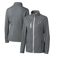 Women's Cutter & Buck  Steel Durham Bulls Clique Telemark Eco Stretch Softshell Full-Zip Jacket