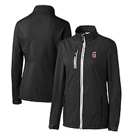 Women's Cutter & Buck  Black Greenville Drive Clique Telemark Eco Stretch Softshell Full-Zip Jacket