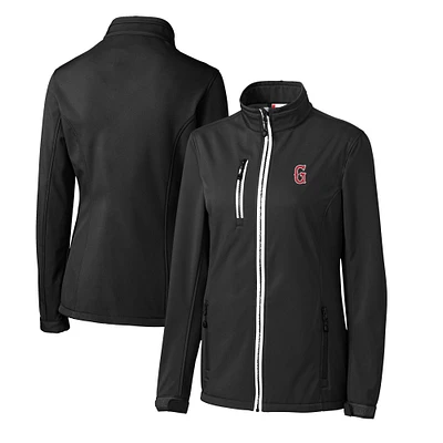 Women's Cutter & Buck  Black Greenville Drive Clique Telemark Eco Stretch Softshell Full-Zip Jacket