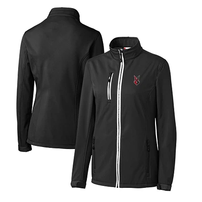 Women's Cutter & Buck  Black Indianapolis Indians Clique Telemark Eco Stretch Softshell Full-Zip Jacket