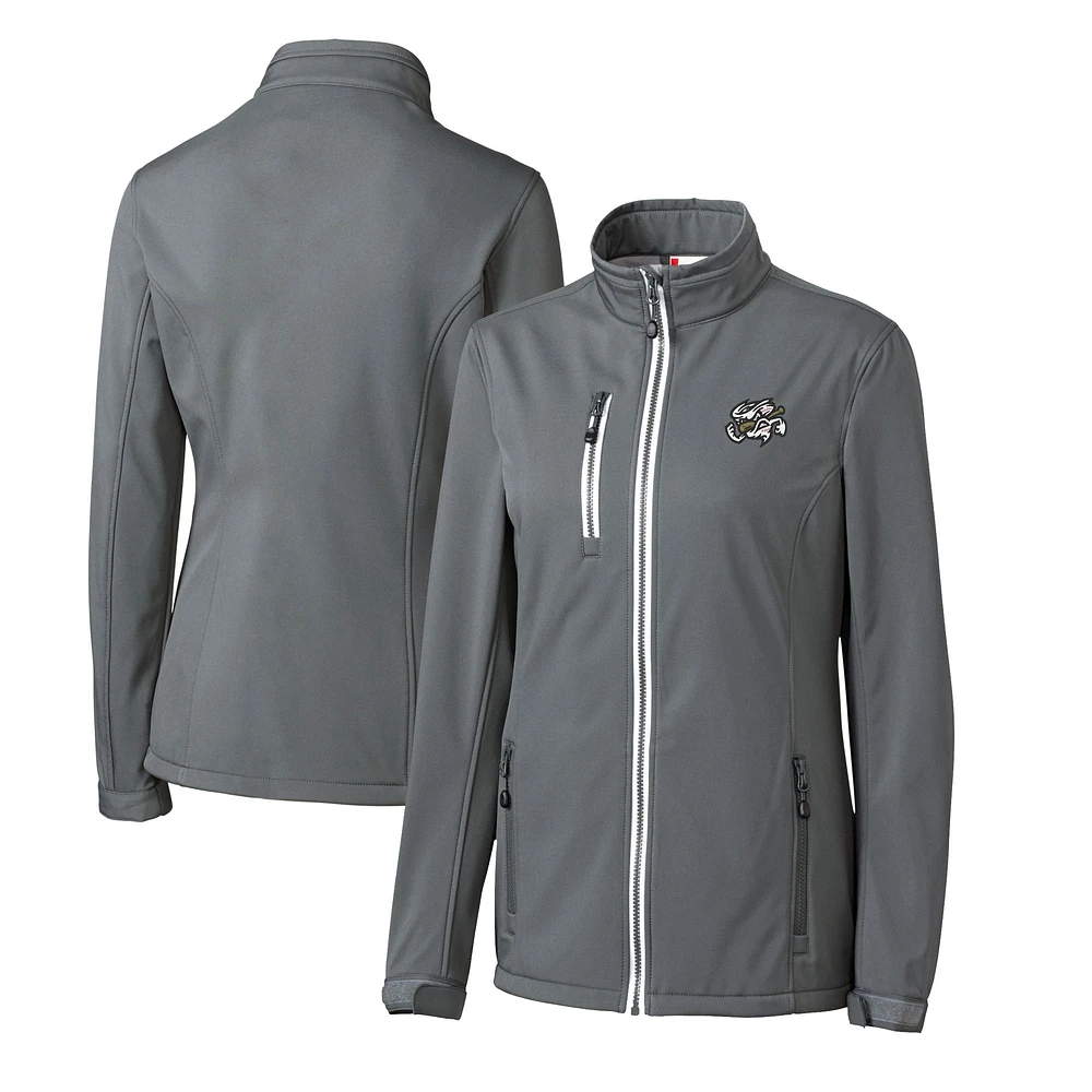 Women's Cutter & Buck  Steel Omaha Storm Chasers Clique Telemark Eco Stretch Softshell Full-Zip Jacket