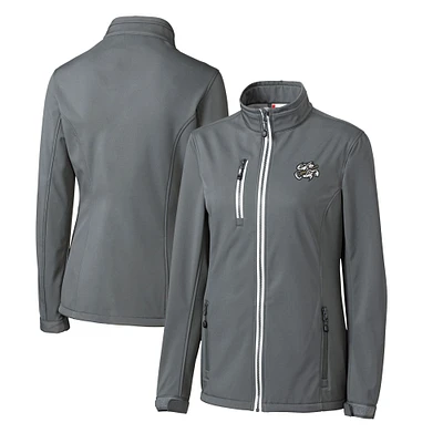 Women's Cutter & Buck  Steel Omaha Storm Chasers Clique Telemark Eco Stretch Softshell Full-Zip Jacket
