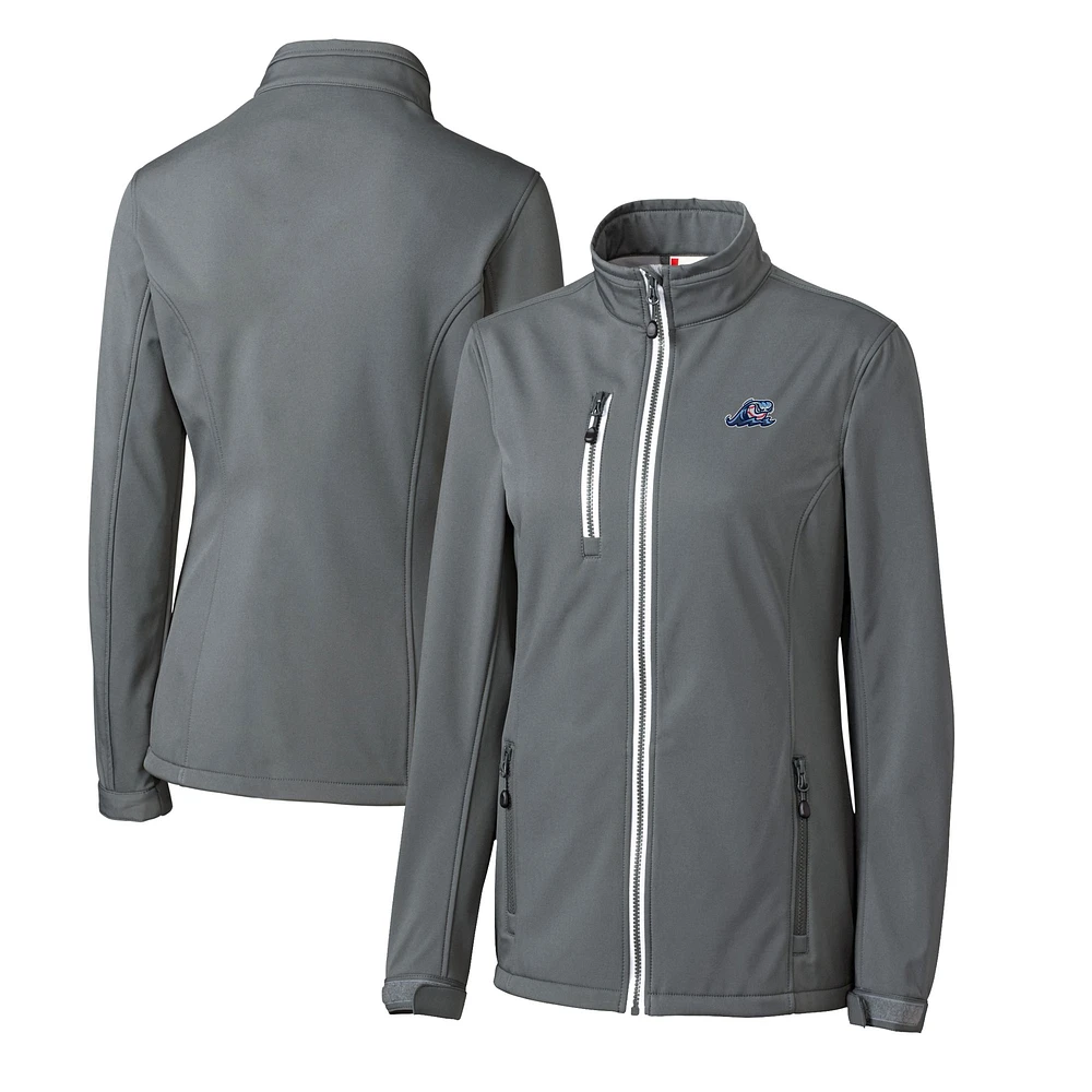 Women's Cutter & Buck Steel West Michigan Whitecaps Clique Telemark Eco Stretch Softshell Full-Zip Jacket