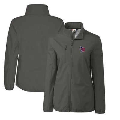 Women's Cutter & Buck  Steel Buffalo Bisons Clique Trail Stretch Softshell Full-Zip Jacket