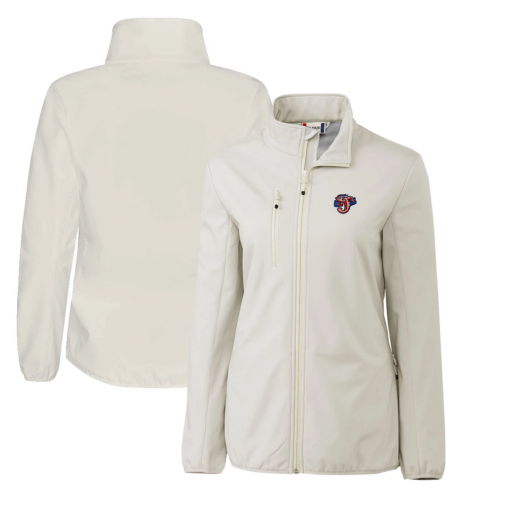 Women's Cutter & Buck Gray Jacksonville Jumbo Shrimp Clique Trail Stretch Softshell Full-Zip Jacket