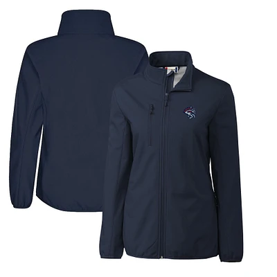 Women's Cutter & Buck  Navy Binghamton Rumble Ponies Clique Trail Stretch Softshell Full-Zip Jacket