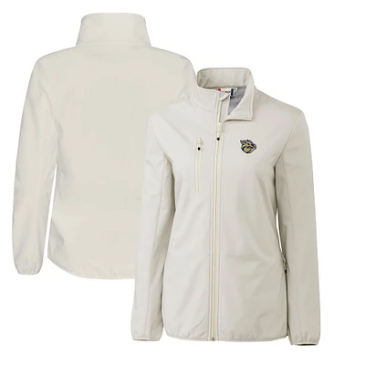 Women's Cutter & Buck  Gray Lehigh Valley IronPigs Clique Trail Stretch Softshell Full-Zip Jacket