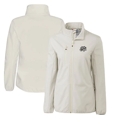 Women's Cutter & Buck  Gray Omaha Storm Chasers Clique Trail Stretch Softshell Full-Zip Jacket