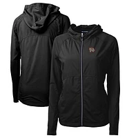 Women's Cutter & Buck Black Norfolk Tides Adapt Eco Knit Hybrid Recycled Raglan Full-Zip Jacket