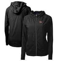 Women's Cutter & Buck Black Norfolk Tides Adapt Eco Knit Hybrid Recycled Raglan Full-Zip Jacket