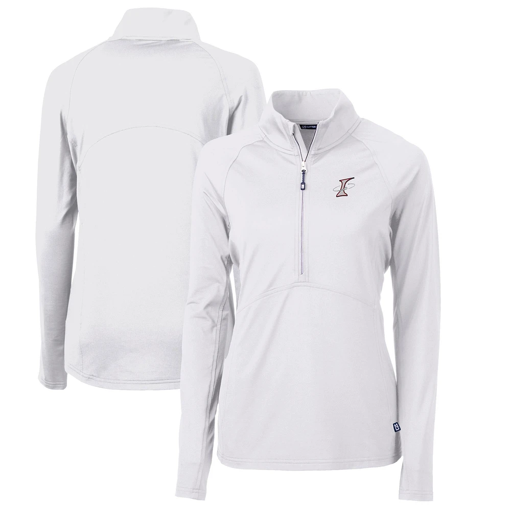 Women's Cutter & Buck White Albuquerque Isotopes Adapt Eco Knit Stretch Recycled Half-Zip Top