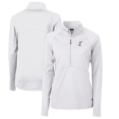 Women's Cutter & Buck White Albuquerque Isotopes Adapt Eco Knit Stretch Recycled Half-Zip Top