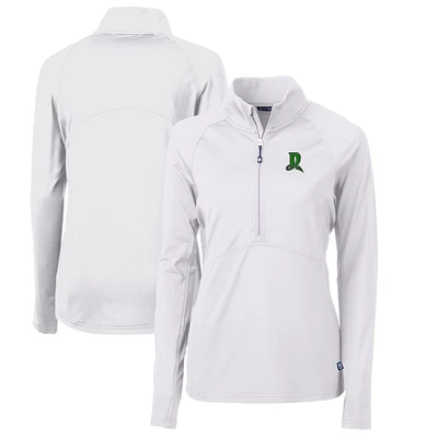 Women's Cutter & Buck White Dayton Dragons Adapt Eco Knit Stretch Recycled Half-Zip Top