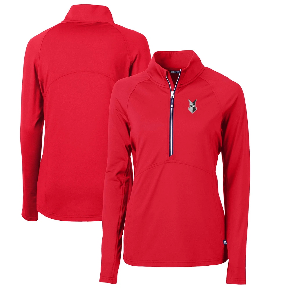 Women's Cutter & Buck Red Indianapolis Indians Adapt Eco Knit Stretch Recycled Half-Zip Top