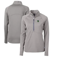 Women's Cutter & Buck Gray Hillsboro Hops Adapt Eco Knit Stretch Recycled Half-Zip Top