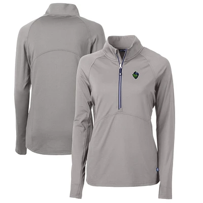Women's Cutter & Buck Gray Hillsboro Hops Adapt Eco Knit Stretch Recycled Half-Zip Top