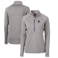 Women's Cutter & Buck Gray Hillsboro Hops Adapt Eco Knit Stretch Recycled Half-Zip Top