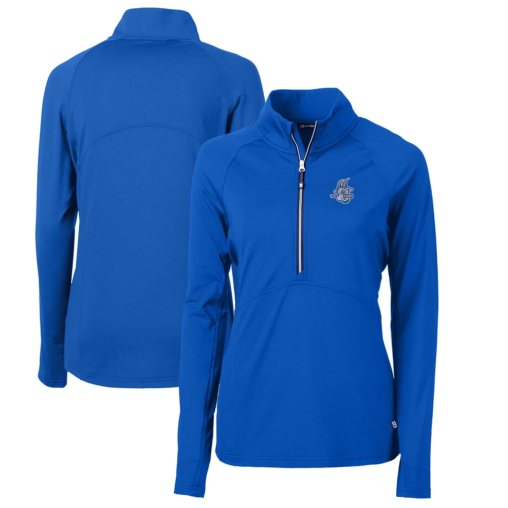 Women's Cutter & Buck Blue Hartford Yard Goats Adapt Eco Knit Stretch Recycled Half-Zip Top