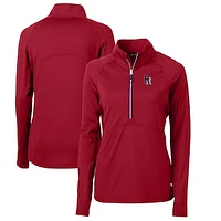 Women's Cutter & Buck Red Round Rock Express Adapt Eco Knit Stretch Recycled Half-Zip Top