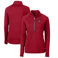 Women's Cutter & Buck Red Round Rock Express Adapt Eco Knit Stretch Recycled Half-Zip Top