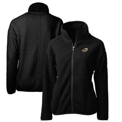 Women's Cutter & Buck Black Akron RubberDucks Cascade Eco Sherpa Full-Zip Fleece Jacket