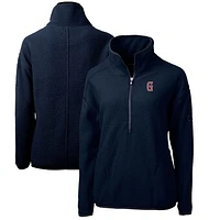 Women's Cutter & Buck Navy Greenville Drive Cascade Eco Sherpa Fleece Half-Zip Jacket