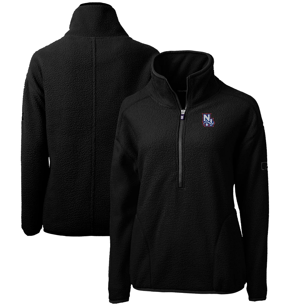 Women's Cutter & Buck Black New Hampshire Fisher Cats Cascade Eco Sherpa Fleece Half-Zip Jacket