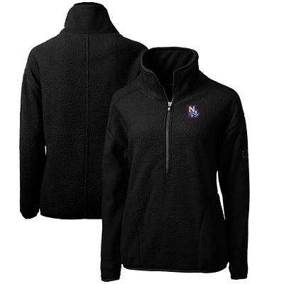 Women's Cutter & Buck Black New Hampshire Fisher Cats Cascade Eco Sherpa Fleece Half-Zip Jacket