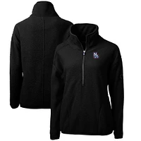 Women's Cutter & Buck Black New Hampshire Fisher Cats Cascade Eco Sherpa Fleece Half-Zip Jacket