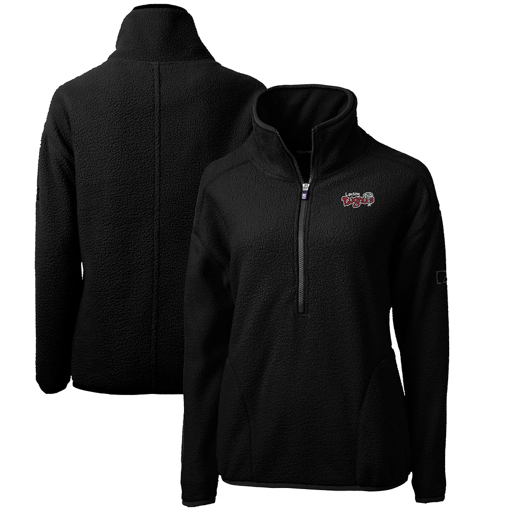 Women's Cutter & Buck Black Lansing Lugnuts Cascade Eco Sherpa Fleece Half-Zip Jacket