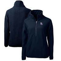 Women's Cutter & Buck Navy New Hampshire Fisher Cats Cascade Eco Sherpa Fleece Half-Zip Jacket