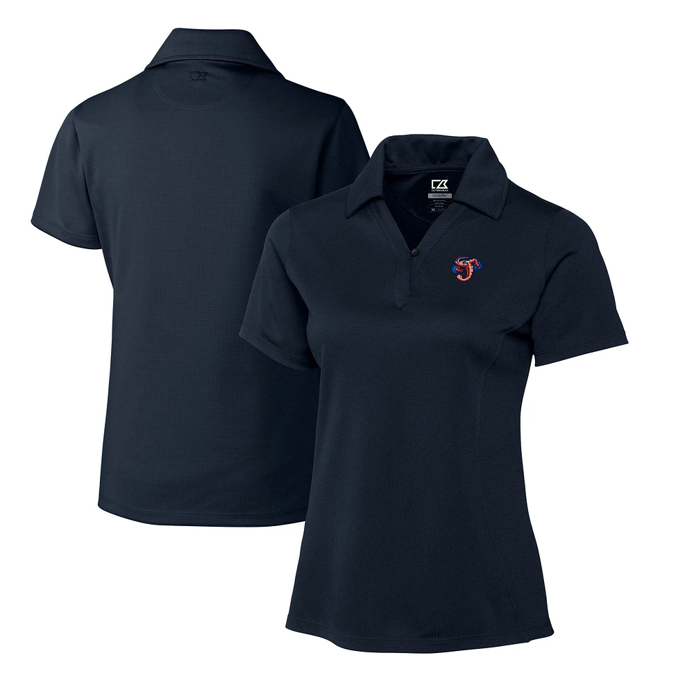 Women's Cutter & Buck Navy Jacksonville Jumbo Shrimp CB DryTec Genre Textured Solid Polo