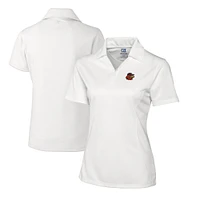 Women's Cutter & Buck  White Rochester Red Wings CB DryTec Genre Textured Solid Polo