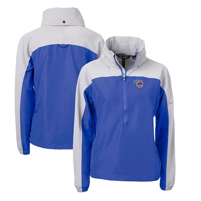 Women's Cutter & Buck Gray Iowa Cubs Charter Eco Recycled Half-Zip Anorak Jacket