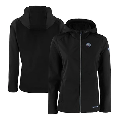 Women's Cutter & Buck  Black Lehigh Valley IronPigs Evoke Eco Softshell Recycled Full-Zip Jacket