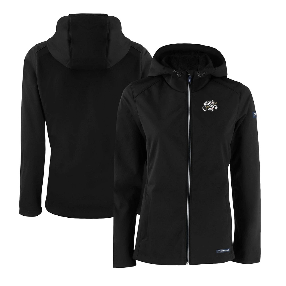Women's Cutter & Buck Black Omaha Storm Chasers Evoke Eco Softshell Recycled Full-Zip Jacket
