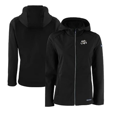 Women's Cutter & Buck  Black Omaha Storm Chasers Evoke Eco Softshell Recycled Full-Zip Jacket