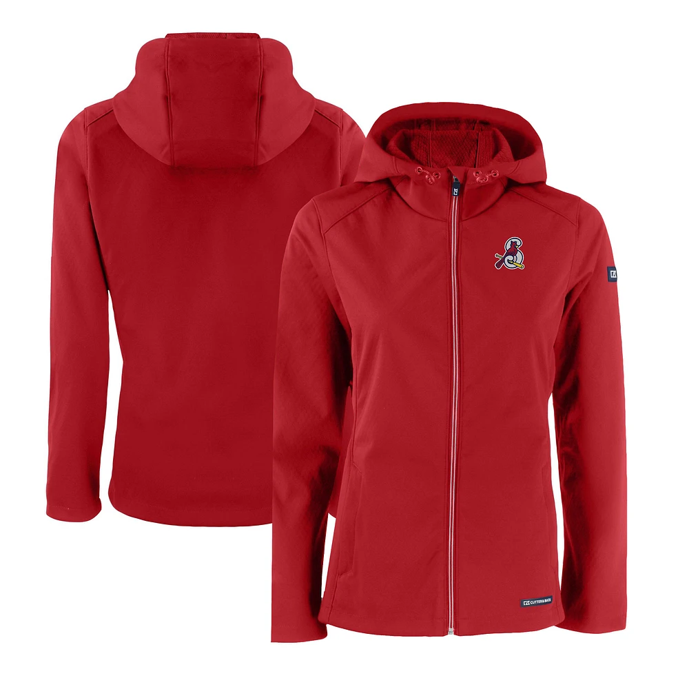 Women's Cutter & Buck Red Springfield Cardinals Evoke Eco Softshell Recycled Full-Zip Jacket