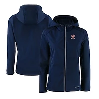 Women's Cutter & Buck  Navy Tacoma Rainiers Evoke Eco Softshell Recycled Full-Zip Jacket