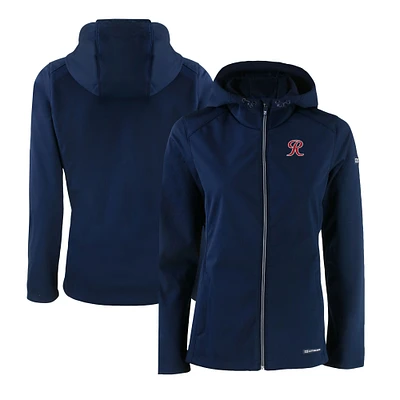 Women's Cutter & Buck  Navy Tacoma Rainiers Evoke Eco Softshell Recycled Full-Zip Jacket