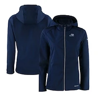 Women's Cutter & Buck  Navy West Michigan Whitecaps Evoke Eco Softshell Recycled Full-Zip Jacket
