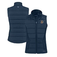 Women's Cutter & Buck  Navy Durham Bulls Evoke Hybrid PrimaLoft Eco Softshell Recycled Full-Zip Vest