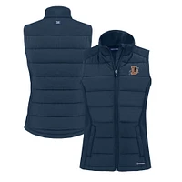 Women's Cutter & Buck  Navy Durham Bulls Evoke Hybrid PrimaLoft Eco Softshell Recycled Full-Zip Vest