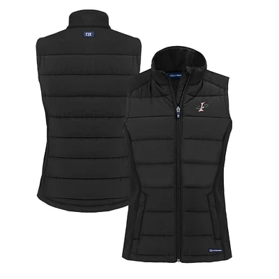 Women's Cutter & Buck  Black Albuquerque Isotopes Evoke Hybrid PrimaLoft Eco Softshell Recycled Full-Zip Vest